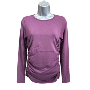 NWT Anatomie Milly Long Sleeve Ruched Top in Mulberry in small retails $178